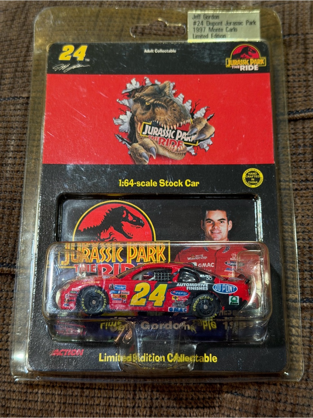 Nascar Jurassic Park The Ride Red #24 Collectible Stock Car